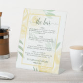 Buttergelbe Rosen Hochzeitsgetränke oder Bar Menu Sockelschild (In SItu)