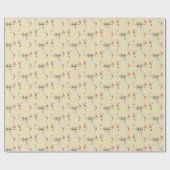 Buttergelbe rote Blumenbögen Geburtstag Geschenkpapier (Flach)