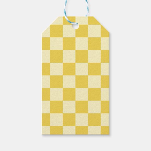Buttergelbe Schachbrettmuster Geschenkanhänger (Vorderseite)