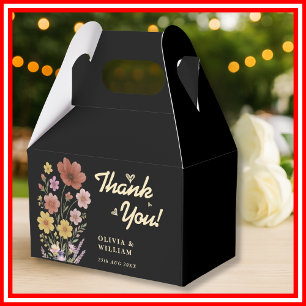 Buttergelbe Schwarze Wildblume Hochzeit Danke Geschenkschachtel