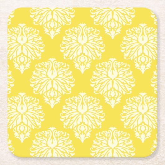 Buttergelbe Südliche Hütte Damaske Rechteckiger Pappuntersetzer (Vorderseite)