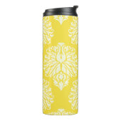 Buttergelbe Südliche Hütte Damaske Thermosbecher (Nach links gedreht)