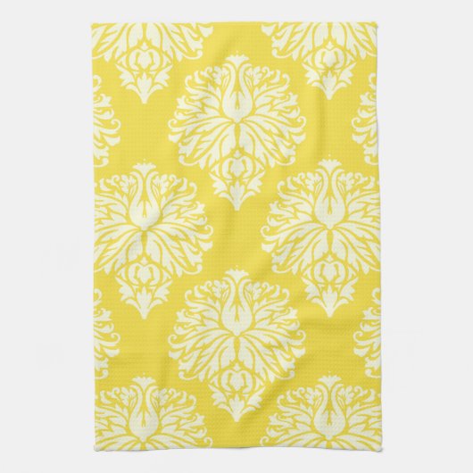 Buttergelbe Südliche Hütte Damaskus Geschirrtuch (Vertikal)
