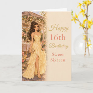 Buttergelbe Sweet Sixteen Geburtstagskarte Karte