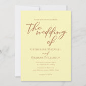 Buttergelbe Typografie Minimalistische Hochzeit Einladung (Vorderseite)