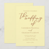 Buttergelbe Typografie Minimalistische Hochzeit Einladung (Vorne/Hinten)