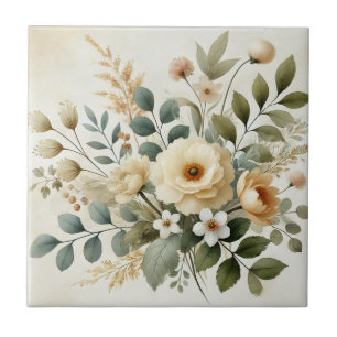 Buttergelbe Wasserfarben-Blumen-Florale Frühlings- Fliese