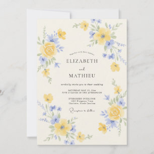 Buttergelbe Whimsical-Wiesen-Hochzeit Einladung