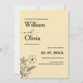 Buttergelbe Wildblume Hochzeit Einladung (Vorderseite)