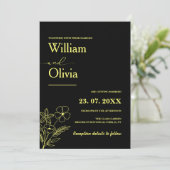 Buttergelbe Wildblume Hochzeit Einladung (Stehend Vorderseite)