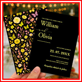 Buttergelbe Wildblume Hochzeit Einladung