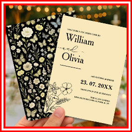 Buttergelbe Wildblume Hochzeit Einladung