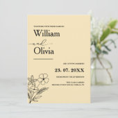 Buttergelbe Wildblume Hochzeit Einladung (Stehend Vorderseite)