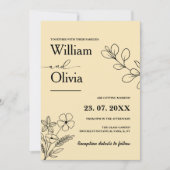 Buttergelbe Wildblume Hochzeit Einladung (Vorderseite)