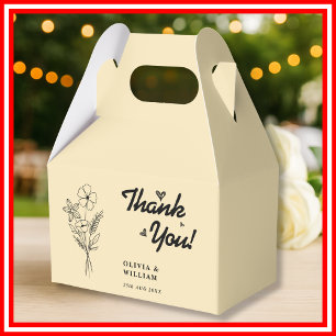 Buttergelbe Wildblumen-Hochzeits-Dankeschön Geschenkschachtel