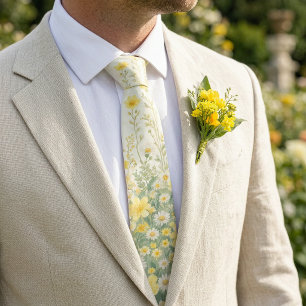 Buttergelbe Wildblumen-Sommerhochzeit & Ostern Krawatte