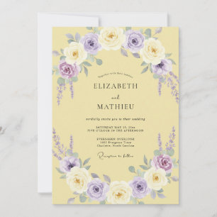 Buttergelber Flieder-Kranz-Hochzeit Einladung