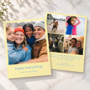 Buttergelbes Happy Everything Modern Family Foto Feiertagskarte