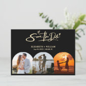 Buttergelbes Hochzeitsstift QR Foto Elegant Save The Date (Stehend Vorderseite)
