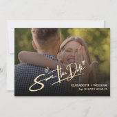 Buttergelbes Hochzeitsstift QR Foto Elegant Save The Date (Vorderseite)