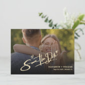 Buttergelbes Hochzeitsstift QR Foto Elegant Save The Date (Stehend Vorderseite)
