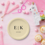 Buttergelbes Monogramm-Hochzeit Pappteller (Party)