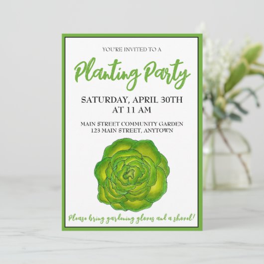 Butterlett Gemüsegarten Party Einladung (Stehend Vorderseite)