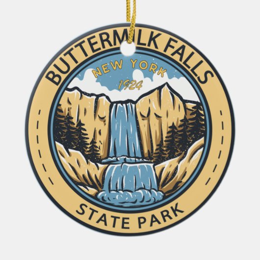 Buttermilk Falls Staat Park New York Abzeichen Keramik Ornament (Vorne)