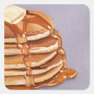 Buttermilk Pancakes Shortstack Frühstückspainting Quadratischer Aufkleber