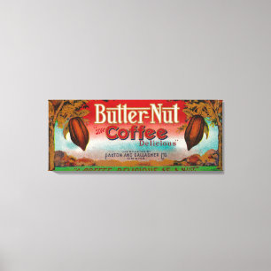 Butternuss-Kaffee LabelOmaha, Ne Leinwanddruck