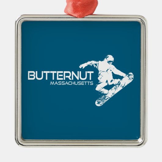 Butternut Massachusetts Ski Resort Snowboarder Ornament Aus Metall (Vorne)