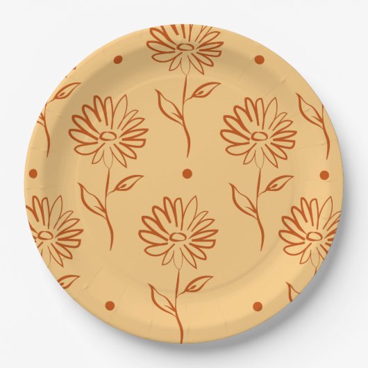 Butterscotch farbige Sonnenblumenmuster Pappteller (Vorderseite)