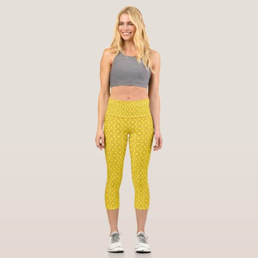 Butterscotch Retro Donuts Capri Leggings (Vorderseite)