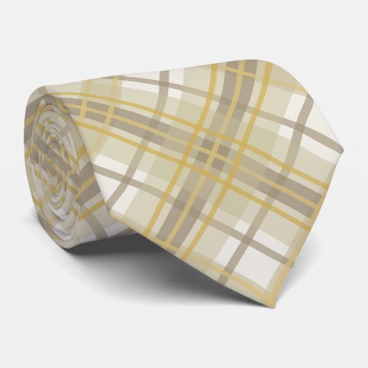 Butterscotch, Tan und Creme Kariert Krawatte (Gerollt)