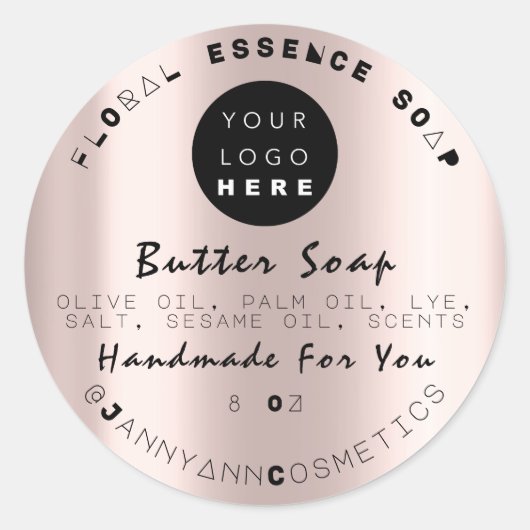 Butterseife Kosmetik Einzigartiges Logo für handge Runder Aufkleber (Vorderseite)