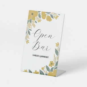 Buttertasse Gelbe Hochzeitsempfang Offene Bar Sockelschild