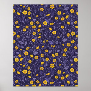 Buttertassen, gelb und violett poster