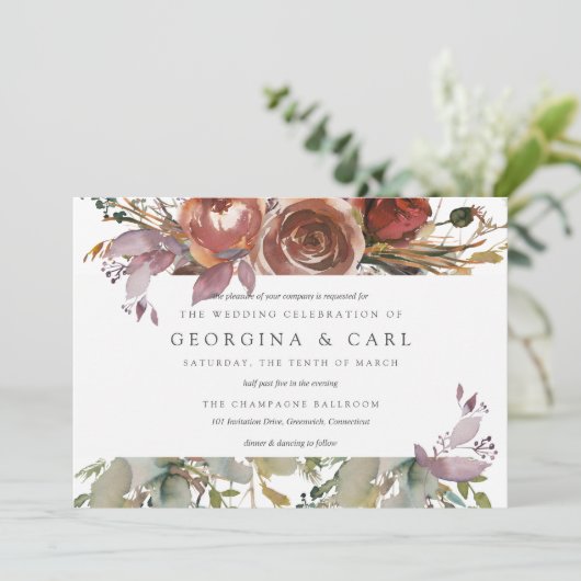 Butterum & Plum Hochzeitslandschaft Einladung (Stehend Vorderseite)