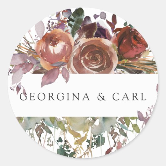 Butterum & Plum Personalisierte Hochzeitsticker Runder Aufkleber (Vorderseite)