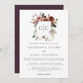 Butterum & Plum Wedding Monogram Einladung (Vorne/Hinten)