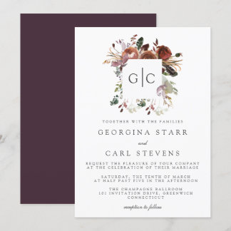 Butterum & Plum Wedding Monogram Einladung