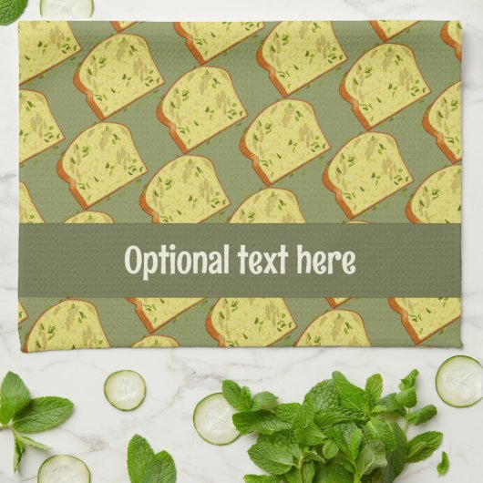 Buttery Knoblauch Brot mit Kräutern - Name / Text Geschirrtuch (Gefaltet)