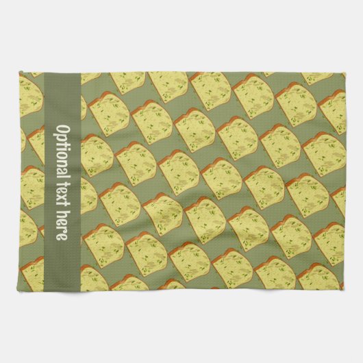Buttery Knoblauch Brot mit Kräutern - Name / Text Geschirrtuch (Horizontal)