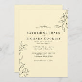 Buttery Yellow Modern Foliage Simple Wedding Einladung (Vorne/Hinten)
