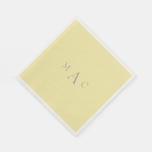 Buttery Yellow Monogram Wedding Cocktail Serviette (Ecke)