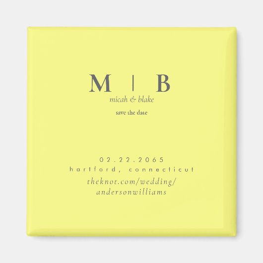 Buttery Yellow Monogram Wedding Save the Date Magnet (Vorne)