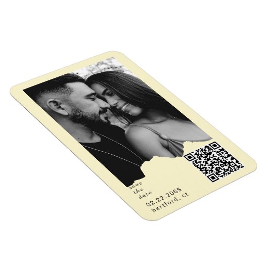 Buttery Yellow Paar Foto QR Code Hochzeit Magnet (Rechte Seite)