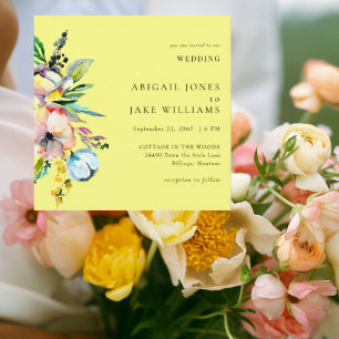 Buttery Yellow Summer Floral Square Hochzeit Einladung