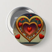 Buttom mit bedrucktem goldenen Herzbild Button (Vorne & Hinten)