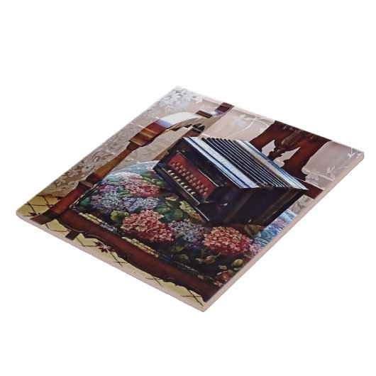 Button-Akkordeon auf dem Stuhl mit festem Sitz Fliese (Seite)